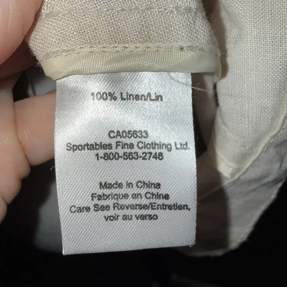 100% Linen Safari Shirt/jacket Utility Coastal Drawstring Waist Roll Tab L EUC - Picture 12 of 13